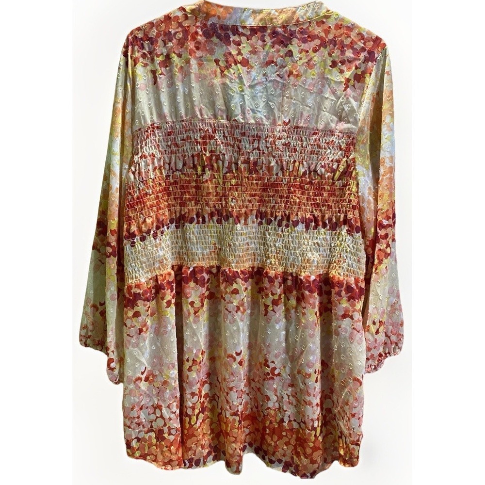 Hope‎ Springs Women's XL Sheer Multi-Color Sunset Boho Top Beach Blouse - Picture 5 of 7